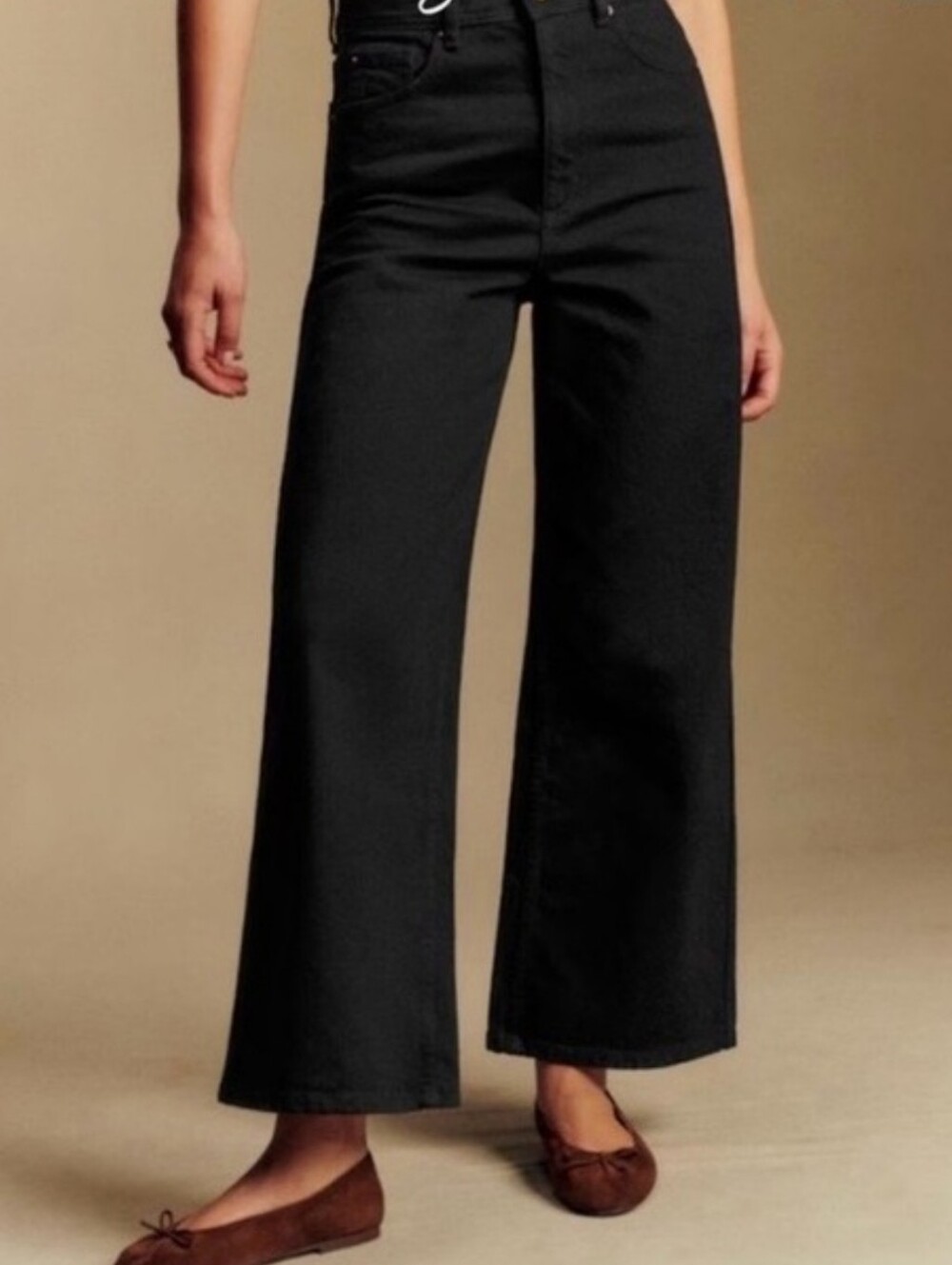 Sezane Le Crop Black Wide Leg Jeans Women's 36 US 4 26" Inseam Casual